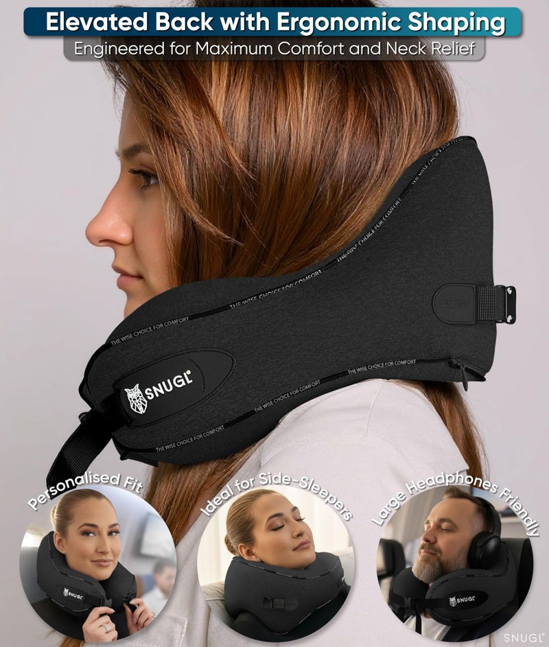 SNUGL Travel Pillow â€“ Neck Pillow Airplane, Travel Pillows for Airplanes, Neck Pillows Memory Foam â€“ Road Trip Essentials for Adults â€“ Traveling Essentials - Gifts for Travelers Men & Women - Image 4